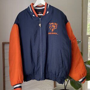 Men's PRO PLAYERS Vintage CHICAGO BEARS Reversible Nylon Coat Jacket Vtg Large L